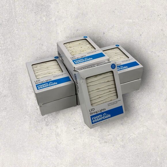 Room Essentials LED String Lights 9FT Silver Wire Warm White LOT of 5 - Picture 5 of 6